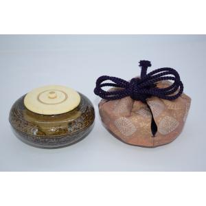 茶道具 なつめ＆老松仕服 老松仕覆 老松茶入 中村宗悦＆仕服 壷々青海