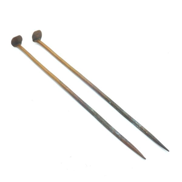 茶道具 火箸 時代 瓦釘 銅製 茶道 5-1312