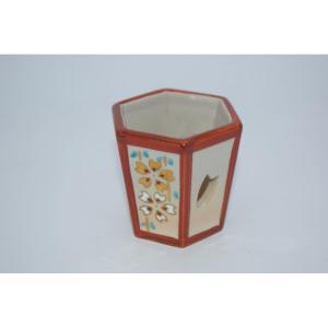 茶道具 菓子器 縁高 縁高重 朱塗り 花鳥 淡々斎好写し 五段 中村