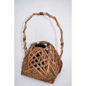 せみ籠花入れ 茶道具 籠花入れ 篭花入れ 掛用 蝉籠 白竹又は染竹染め竹 竹籠花入 竹