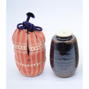 茶道具 瀬戸 肩衝 茶入 桶谷 定一 作 仕服 相良間道 桐箱入り 茶道