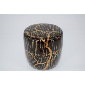 茶道具 なつめ お薄器 輪島塗 大棗 鹿にもみじ蒔絵 内黒 浦出稲舟作