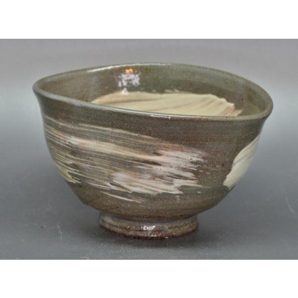 茶道具 抹茶茶碗 編笠茶碗 刷毛目 中村 与平 作 （化粧箱）