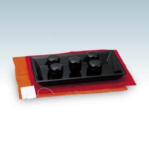 茶道具 七事式用品 茶歌舞伎盆セット 真塗 木製 裏千家 棗 5個 盆 帛紗