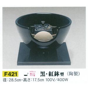 茶道具 電熱式 切掛風炉・釜 ヤマキ製 唐銅 鬼面風炉電気炭セット 表流