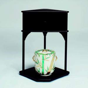 桐 四方棚 角 利休好写 小林幸斎作 茶道具 桐製 木地棚 炉用 風炉用
