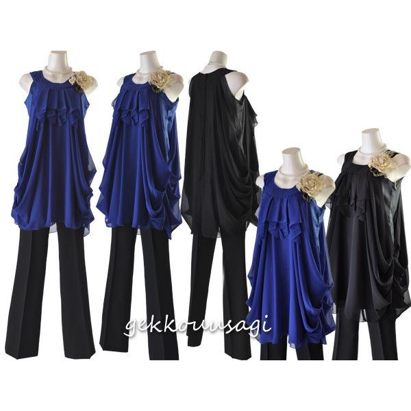 身長の高い方 長身 トールトールサイズ 9号 11号 胸元 フリル ワンピース 美脚 パンツセット ...