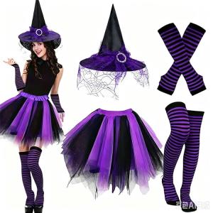 ハロウィン 衣装 魔女大人 4点セット ワンピ...の詳細画像1