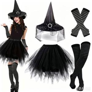 ハロウィン 衣装 魔女大人 4点セット ワンピ...の詳細画像3
