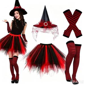 ハロウィン 衣装 魔女大人 4点セット ワンピ...の詳細画像4