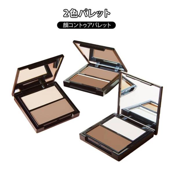 2色パレット 顔コントゥアパレット ハイライト シェーデイング マットハイライト ノーズシャドウ ハ...