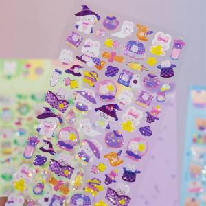 4枚セット キラキラシール シール 女の子 猫...の詳細画像4