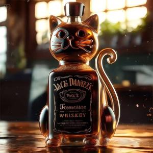 耐熱ガラス製 ウィスキーボトル 猫型 キャット...の詳細画像1