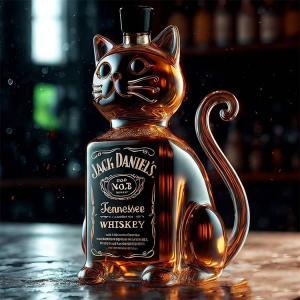 耐熱ガラス製 ウィスキーボトル 猫型 キャット...の詳細画像2