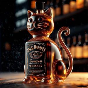 耐熱ガラス製 ウィスキーボトル 猫型 キャット...の詳細画像3