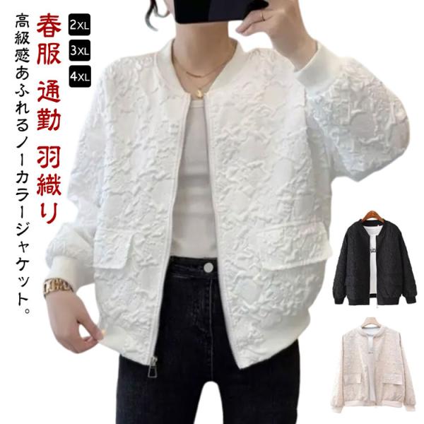 春 アウター レディース ブルゾン ノーカラー ジャケット ショートジャケット フライトジャケット ...