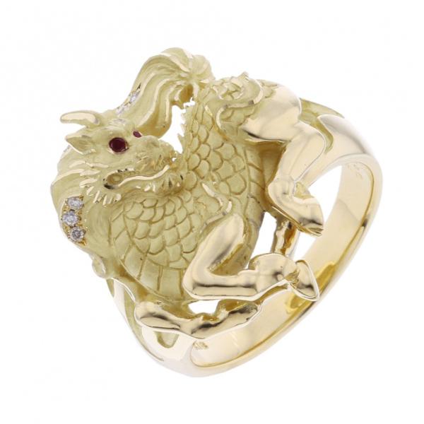 K18イエローゴールド ルビー ダイヤモンド リング