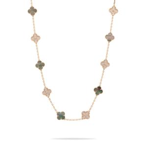 ヴァンクリーフ＆アーペル ヴィンテージアルハンブラ ロングネックレス 20モチーフ K18ローズゴールド ネックレス 中古