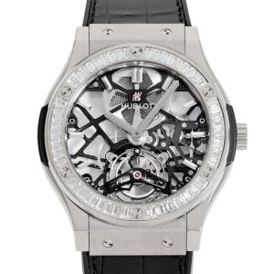 ウブロ HUBLOT クラシックフュージョン トゥールビヨン ベゼルバケット ダイヤモンド 505.NX.0170.LR.1904 ブラック/シルバー文字盤 新品 腕時計 メンズ
