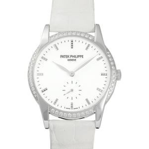 パテックフィリップ カラトラバ ムーンフェイズ ベゼルダイヤ 4858G レディース 中古 腕時計 パテック フィリップ カラトラバ レディース ムーンフェイズ 4858G-001