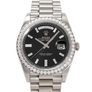 ロレックス ROLEX デイデイト 40 228349RBR ブライトブラック/10PB文字盤 中古 腕時計 メンズ