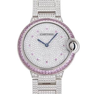 カルティエ Cartier バロンブルー ハローキティ50周年記念 HPI01681 全面ダイヤ文字盤 中古 腕時計 男女兼用