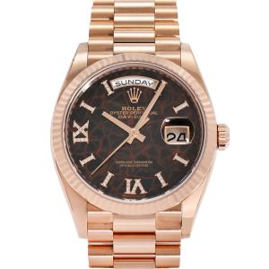 ロレックス ROLEX デイデイト 36 128235 ダークブラウン/ローマ(VI・IXダイヤ)文字盤 中古 腕時計 メンズ