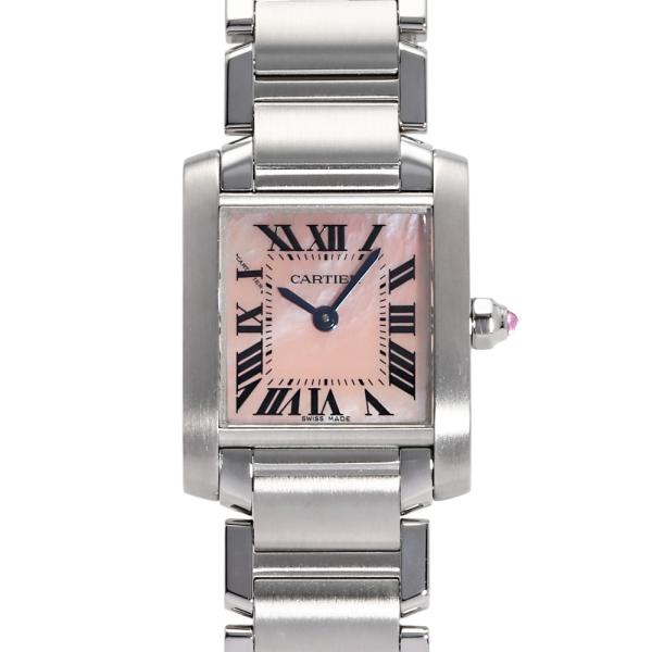 カルティエ Cartier タンク フランセーズ W51028Q3 ピンク文字盤 中古 腕時計 レデ...
