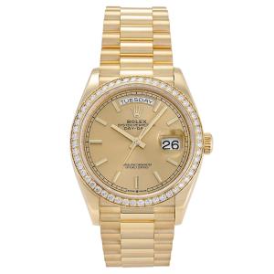ロレックス ROLEX デイデイト 36 128348RBR シャンパン/バー文字盤 中古 腕時計 メンズ
