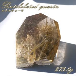ルチルクォーツ 原石 ポリッシュ 273g ブラジル産 【 一点もの 】希少 針水晶 ゴールド ルチル 鉱物 浄化 お守り オブジェ 幸運 開運 天然石 パワーストーン