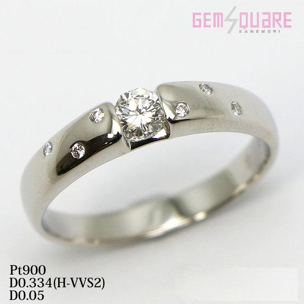 【値下げ交渉可】Pt900 ダイヤモンド リング 指輪 D0.334 H-VVS2 D0.05 6....