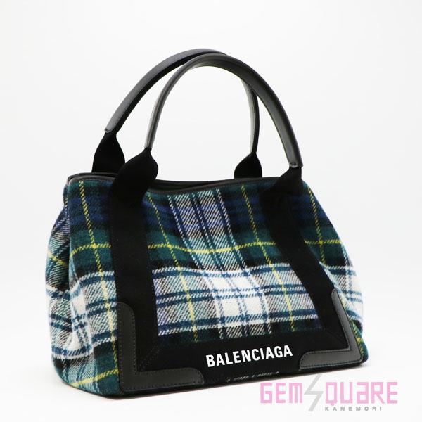 【値下げ交渉可】BALENCIAGA バレンシアガ ネイビーカバ Sサイズ チェック柄 バッグ 未使...