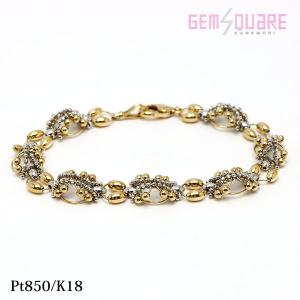 【値下げ交渉可】Pt850/K18 デザインブレスレット 14.3g 17.5cm 美品【質屋出店】｜gem-square