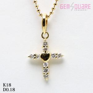 【値下げ交渉可】K18YG ダイヤモンド クロス ネックレス D0.18 3.3g 40cm 仕上げ済【質屋出店】｜gem-square