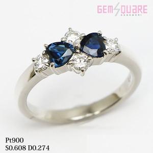 値下げ交渉可】Pt900 サファイア ダイヤモンド リング 指輪 S1.00 D0