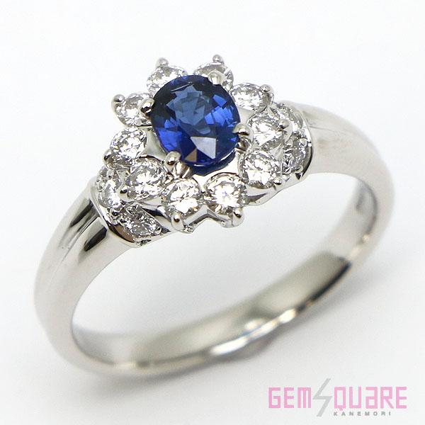 【値下げ交渉可】Pt900 サファイア ダイヤモンド リング 指輪 S0.54 D0.50 5.2g...