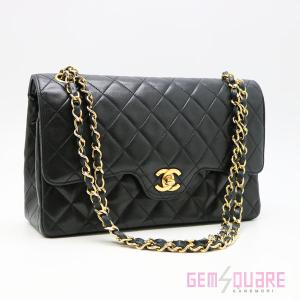 【値下げ交渉可】CHANEL シャネル マトラッセ Wフラップ チェーンショルダー 黒 ラムスキン 中古 A01112【質屋出店】｜gem-square