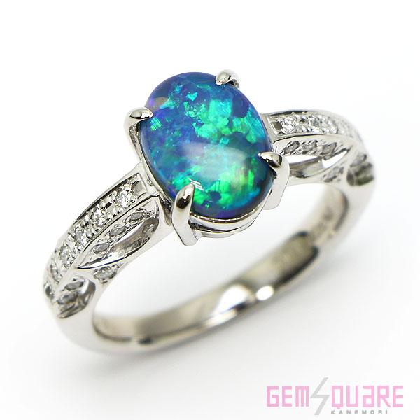 【値下げ交渉可】P900 ブラックオパール ダイヤモンド リング 指輪 カンあり OP1.42 D0...