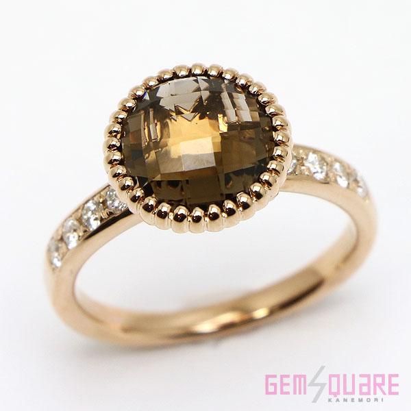 【値下げ交渉可】K18PG スモーキークォーツ ダイヤモンド リング 指輪 D0.26 5.8g 1...