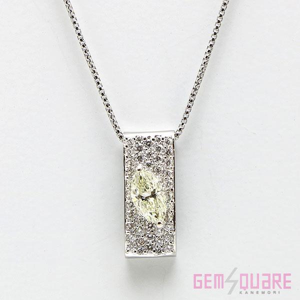 【値下げ交渉可】PT イエローダイヤモンド ネックレス YD0.741 VLY-VS1 D0.48 ...