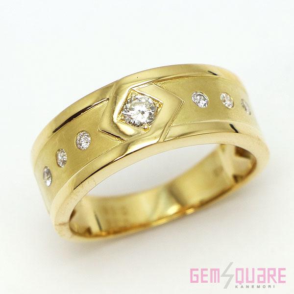 【値下げ交渉可】K18YG ダイヤモンド リング 指輪 D0.16 D0.15 7.8g 20号 仕...