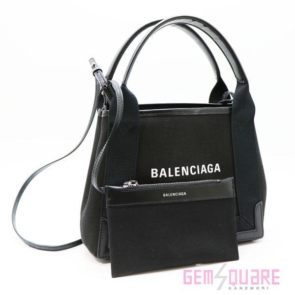 【値下げ交渉可】BALENCIAGA バレンシアガ ネイビーカバXS バッグ 黒 コットンキャンバス...