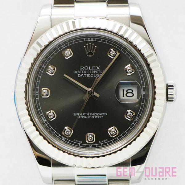 【値下げ交渉可】ROLEX ロレックス デイトジャスト2 グレー ダイヤ ランダム品番 腕時計 OH...