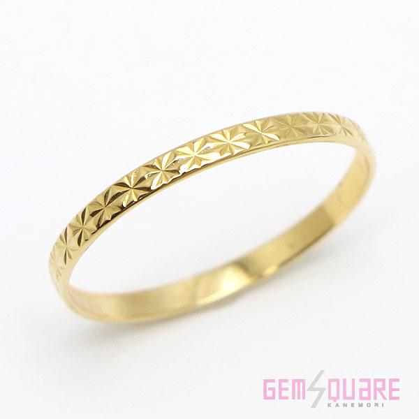 【値下げ交渉可】K18 デザイン リング 指輪 0.65g 模様入り 9号 仕上げ済【質屋出店】