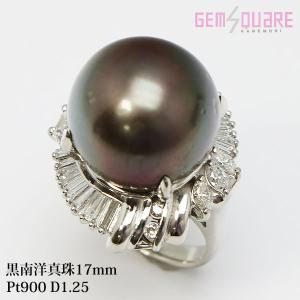 ブラックパール 黒蝶真珠 リング 指輪 超大粒 16mm Pt900 タヒチ産 黒