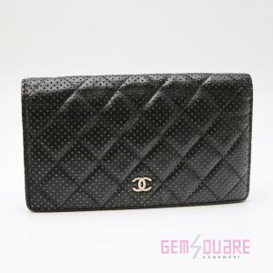 【値下げ交渉可】CHANEL シャネル パンチング ブラック 長財布 中古 A31509【質屋出店】｜gem-square