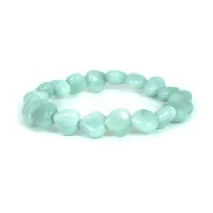 パワーストーン 天然石 ブレスレット アマゾナイト ハート 10mm（厚み5mm） 数珠 念珠 Bracelet お試し価格｜gembazaar