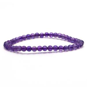パワーストーン 天然石 ブレスレット アメジスト 丸玉 4mm 数珠 念珠 Bracelet お試し価格｜gembazaar