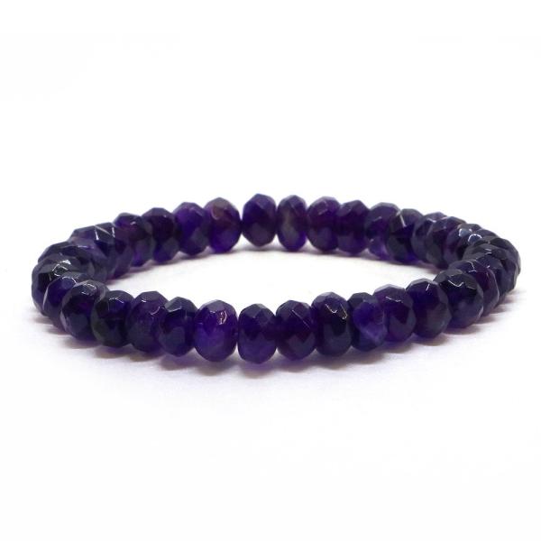 パワーストーン 天然石 ブレスレット アメジスト ボタンカット 5×8mm 数珠 念珠 Bracel...