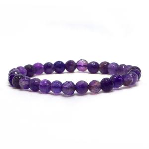 パワーストーン 天然石 ブレスレット アメジスト カット 6mm 数珠 念珠 Bracelet お試し価格｜gembazaar